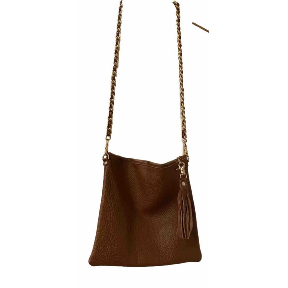 K. Slade Handbags - New K. Slade Made Madison Crossbody Bag Pebble Leather Saddle Chunky Chain Strap